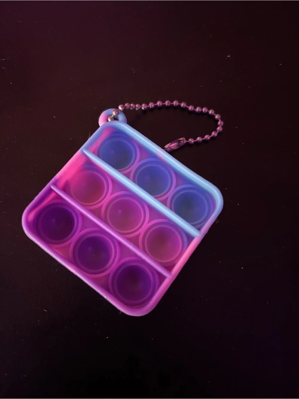 Mini Pop It Fidget Keychain Purple Pink Blue ombré Silicone Sensory Toy